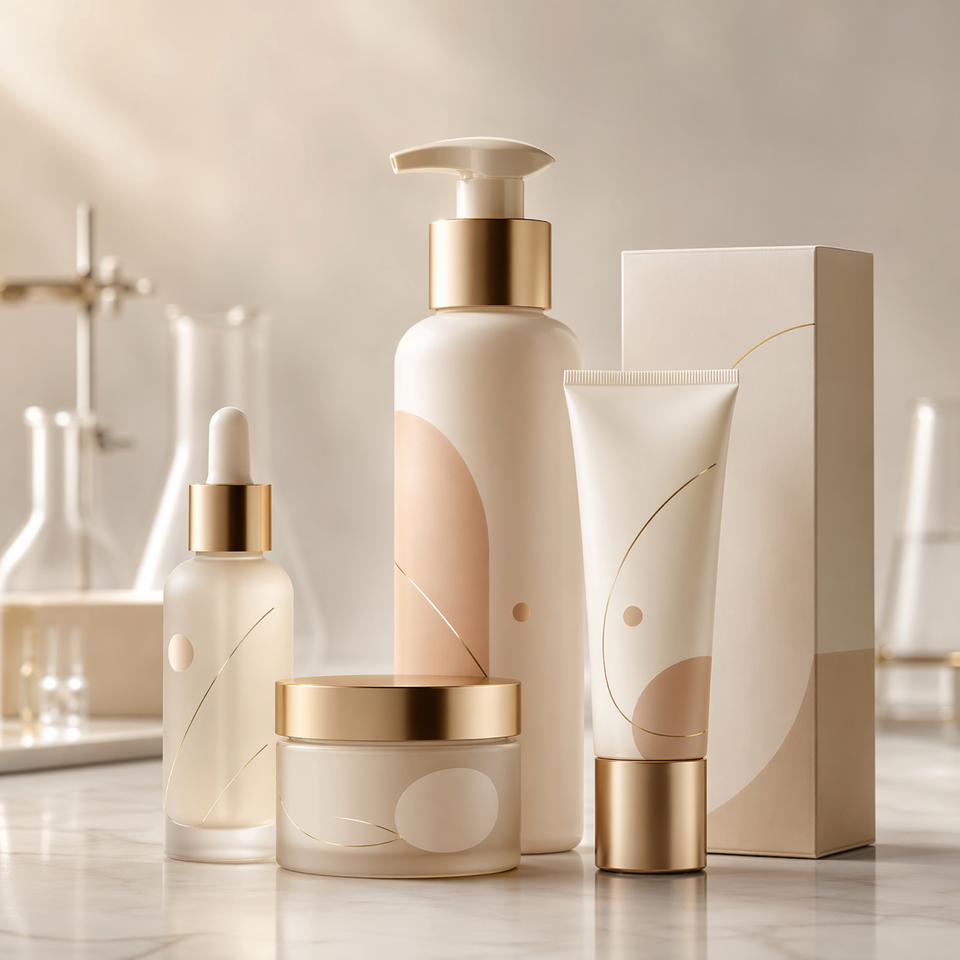 Mockup premium lini produk skincare siap brand